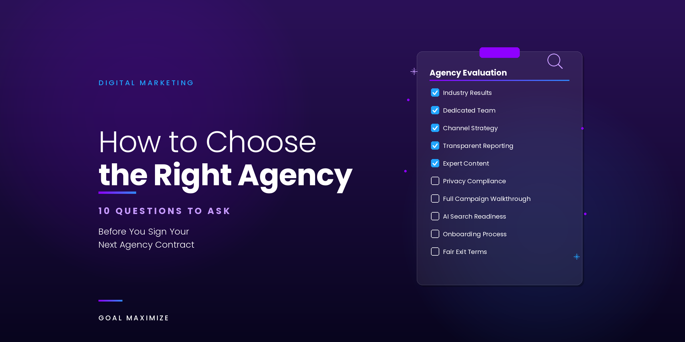 How to Choose a Digital Marketing Agency Checklist How to Choose a Digital Marketing Agency: 10 Questions to Ask Before You Sign